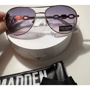 Steve Madden "Marketa" Aviator Sunglasses Rose Gold Tone Purple‎ Gradient Lenses
